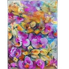 SHOP365 Renkli Sulu Boya Görünümlü Çiçekler Buket Doğa-Modern Sanattan Suluboya Teknolojisinde Yapıl