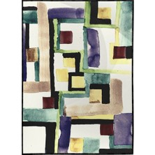 SHOP365 Geometrik Şekiller Teknik Yağlı Boya Görünümlü Illüstrasyon Poster P-004497