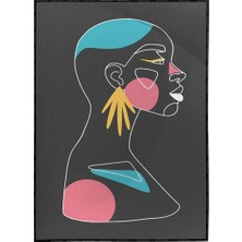 SHOP365 Kadın Çizim Renkli Siyah Modern Poster P-000584