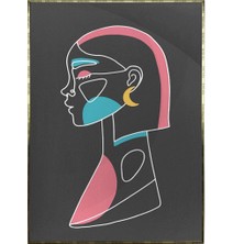 SHOP365 Kadın Çizim Renkli Siyah Modern Poster P-000583