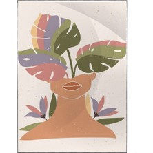 SHOP365 Yapraklar ve Kadın Pastel Renkler Modern Poster P-001777