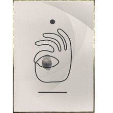 SHOP365 El Göz ve Çizgiler Krem Gri Renkler Modern Poster P-002140