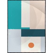 SHOP365 Şekiller Mavi Krem Turuncu Renkler Modern Poster P-002443