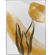 SHOP365 Altın Gold Renkli Yapraklar ve Şekiller Modern Poster P-002517