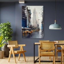 SML Tablo Şehir Görüntüsü Kalabalık Cadde Taksiler City View Kanvas Tablo