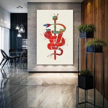 SML Tablo Veteriner Amblemi Kırmızı Yeşil Ebru Sanatı Hayvan Hastanesi Kanvas Tablo