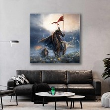 SML Tablo Elinde Bayrağıyla Zafere Koşan Cesur Askerler Kanvas Tablo