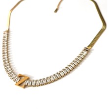 Hg.Aksesuar Kadın Italyan Zincirli Baget Taşlı Altın Renk Çelik Harf Kolye