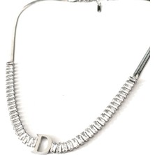 Hg.Aksesuar Kadın Italyan Zincirli Baget Taşlı Gümüş Renk Çelik Harf Kolye