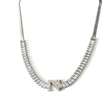 Hg.Aksesuar Kadın Italyan Zincirli Baget Taşlı Gümüş Renk Çelik Harf Kolye