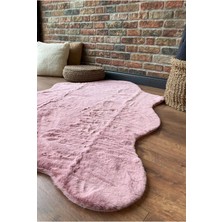 Saraz Halı Tavşan Tüyü Post Peluş Ultra Yumuşak Post Puffy Pembe