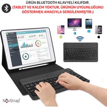 NovStrap Novstap Apple iPad Air 1 Air 2 iPad 9.7 Inç 2017 2018 5/6 Nesil ile Uyumlu Bluetooth Klavyeli Kılıf