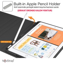 NovStrap Novstap Apple iPad Air 1 Air 2 iPad 9.7 Inç 2017 2018 5/6 Nesil ile Uyumlu Bluetooth Klavyeli Kılıf