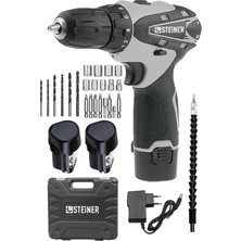 Steiner Germany Technology 36 V Metal Şanzıman Çift Akülü Şarjlı Vidalama Matkap + 24 Parça Set