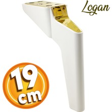 Badem10 Logan Lüks Mobilya Kanepe Sehpa Tv Ünitesi Koltuk Ayağı 19 Cm Beyaz Gold Baza Ayakları