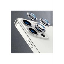 TeknoFark Iphone 14 Pro Kamera Koruyucu Lens Mercek Metal Çerçeveli Set Gümüş Gri Silver