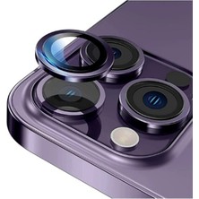 TeknoFark Iphone 14 Pro Kamera Koruyucu Lens Mercek Metal Çerçeveli Set Derin Mor