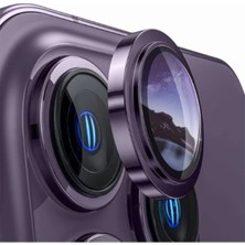 TeknoFark Iphone 14 Pro Kamera Koruyucu Lens Mercek Metal Çerçeveli Set Derin Mor