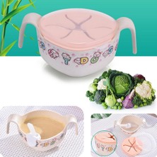 Kayaya Bebek Yemeği Kahvaltı Bambu Fiber Kase Kapak/ Pipetler Ev Kreş Plakası #b (Yurt Dışından)