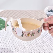 Kayaya Bebek Yemeği Kahvaltı Bambu Fiber Kase Kapak/ Pipetler Ev Kreş Plakası #b (Yurt Dışından)