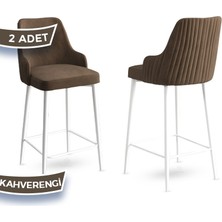 Canisa Concept Enox Serisi, Mutfak  Bar Sandalyesi,  Babyface Kumaş, Beyaz Metal Ayak, 2 Adet Sandalye