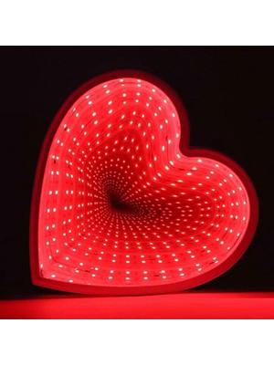 Kuzey 3D Sıradışı Kalp Işıklı Kalp 3D Heart Tunnel Lamp Red Light 3D Işıklı Usb+ Kalpli Pilli LED Işık