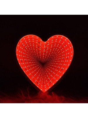 Kuzey 3D Sıradışı Kalp Işıklı Kalp 3D Heart Tunnel Lamp Red Light 3D Işıklı Usb+ Kalpli Pilli LED Işık