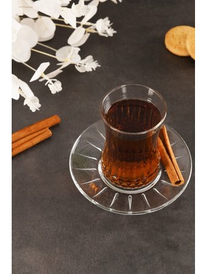 Paşabahçe Elysia 12 Parça Şeffaf Cam Çay Bardağı Seti Desenli Tasarım ile Şık Sunum