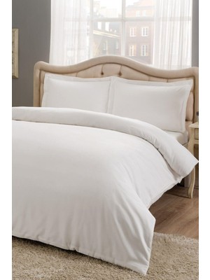 Taç Pauk Saten Basic Beyaz Çift Kişilik Nevresim Takımı