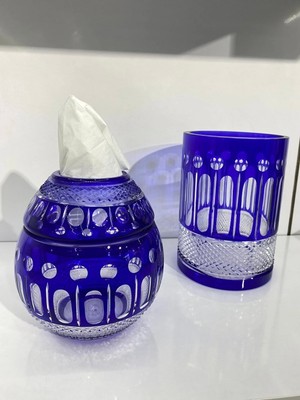 Dekorasyon Garajı Kristal Kesme Cam Peçetelik ve Aksesuarı ( Vazo, Çöp Kutusu, Mumluk Vs.)