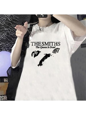 Touz Moda  The Smiths Beyaz Unisex Oversize T-Shirt