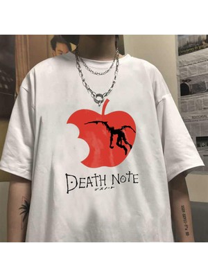 Touz Moda Death Note Logo Beyaz Oversize T-Shirt