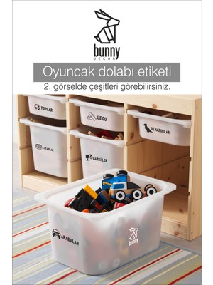 Bunny Decor Oyuncak Dolabı Kategori Etiketi Türkçe, Organizer Etiketi Türkçe Şeffaf Etiket