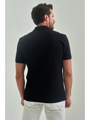 Bisse Erkek Petek Yakalı Basic Regular Fit T-Shirt SIYAH TS22Y22014_D99