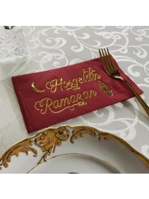 Kidspartim Gold Yaldızlı Bordo Hoş Geldin Ramazan Peçete 16 Lı