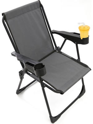 Moniev Silva Kamp Sandalyesi Bardaklıklı Lüks Piknik Sandalye Gri