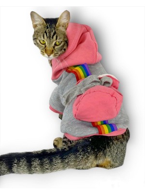 Kemique Mypocket Sweatshirt Duo Kapşonlu Kedi Kıyafeti Kedi Sweatshirt