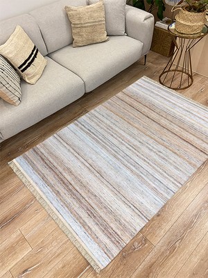 Kilim Home Cotton Serisi Multy Tonlarında Mermer Görünümlü Eskitme Desenli Dekoratif Dokuma Taban Kilim