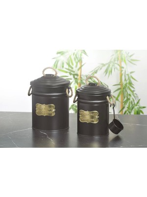 Evistro Metal Deterjan Saklama Kovası 2 Li Ölçekli Siyah