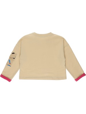 Panço Kız Çocuk Kol Cep Detaylı Beli Lastikli Sweatshirt
