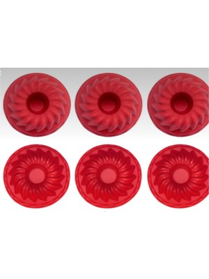 Pink Rose Kırmızı Silikon Mini Kek Muffin Kalıbı 18 Adet