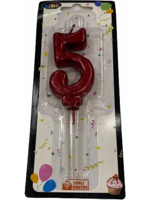 Kidspartim 5 Yaş Yeni Kırmızı Rakam Mum