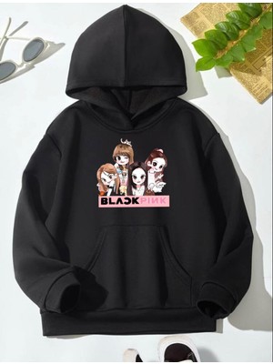 Siyah Blackpink Hayvanlı Hoodie