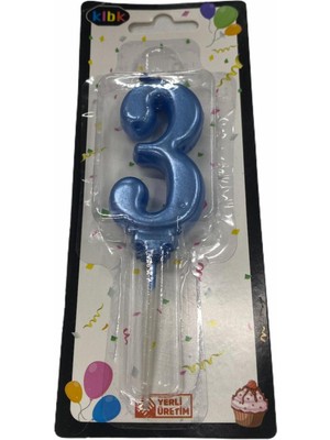 Kidspartim 3 Yaş Açık Mavi Rakam Mum