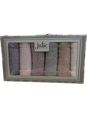 Julie Vip Cotton 30 x 50 cm 6'lı Havlu Kutulu Linda