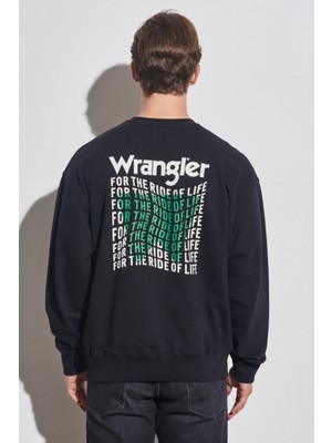 Wrangler Regular Fit Normal Kesim %100 Pamuk Bisiklet Yaka Siyah Sweatshirt