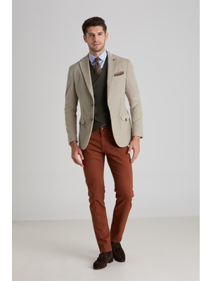 Dufy Kemik Erkek Modern Fit Mono Yaka Ceket