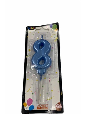 Kidspartim 8 Yaş Açık Mavi Rakam Mum