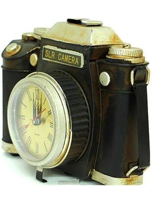 HSRC Dekoratif Metal Fotoğraf Makinesi Saatli Vintage Masa Saati