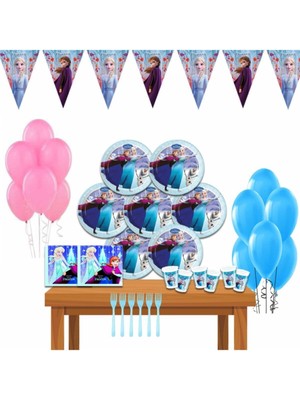 Bay Cimri Baycimri Frozen Karlar Ülkesi Elsa Doğum Günü Parti Malzemleri Süsleri Seti 8 Kişilik